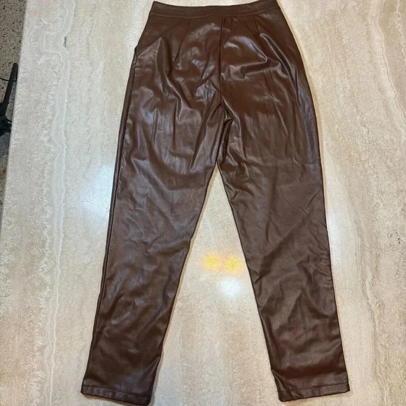 Princess Polly Woman’s Brown Love Club Faux Leather Pants With Pockets Size 6 - Picture 6 of 9
